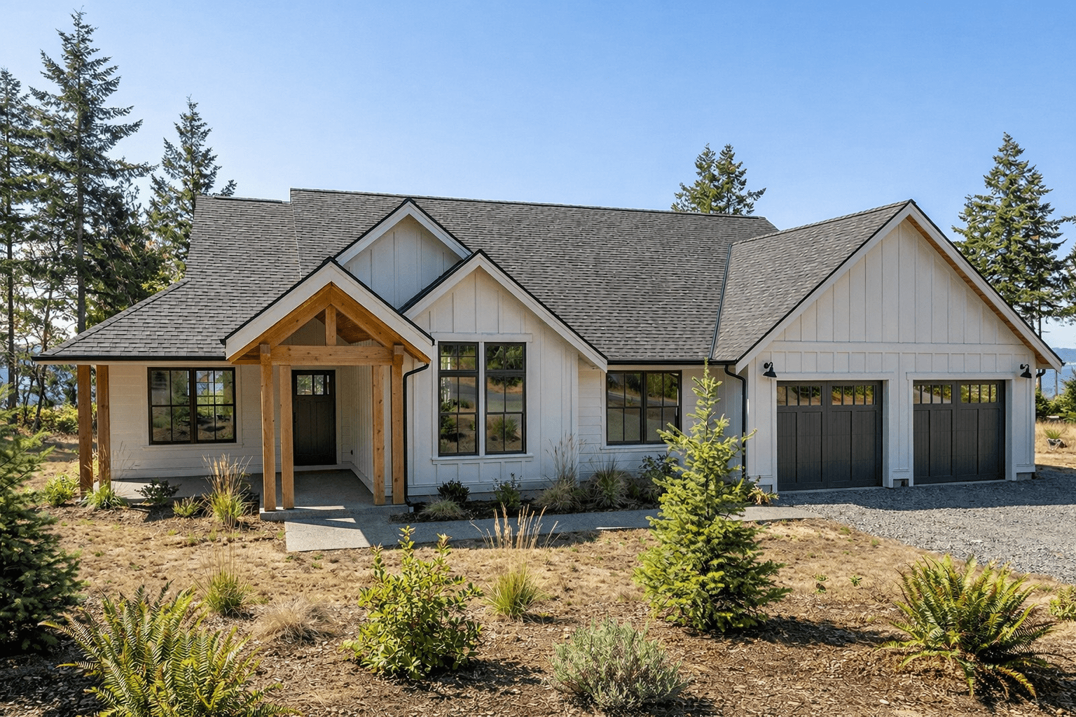 Modern farmhouse by tranquil waters