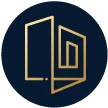 Badge Turnkey Service - Inspire Homes Geometric logo design with gold lines on black.