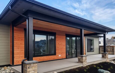 Custom Beach Back Modern house exterior with wooden paneling design