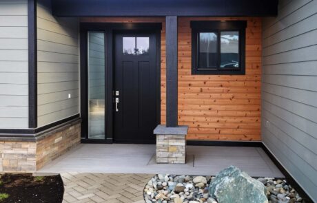 Custom Beach Entry Modern house entrance with wooden siding design