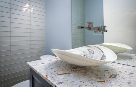 Gallery_0000s_0032_Inspire Homes – Anacortes – Fidalgo Villas – Custom Home – Luxury Bathroom Modern bathroom with unique vessel sink design