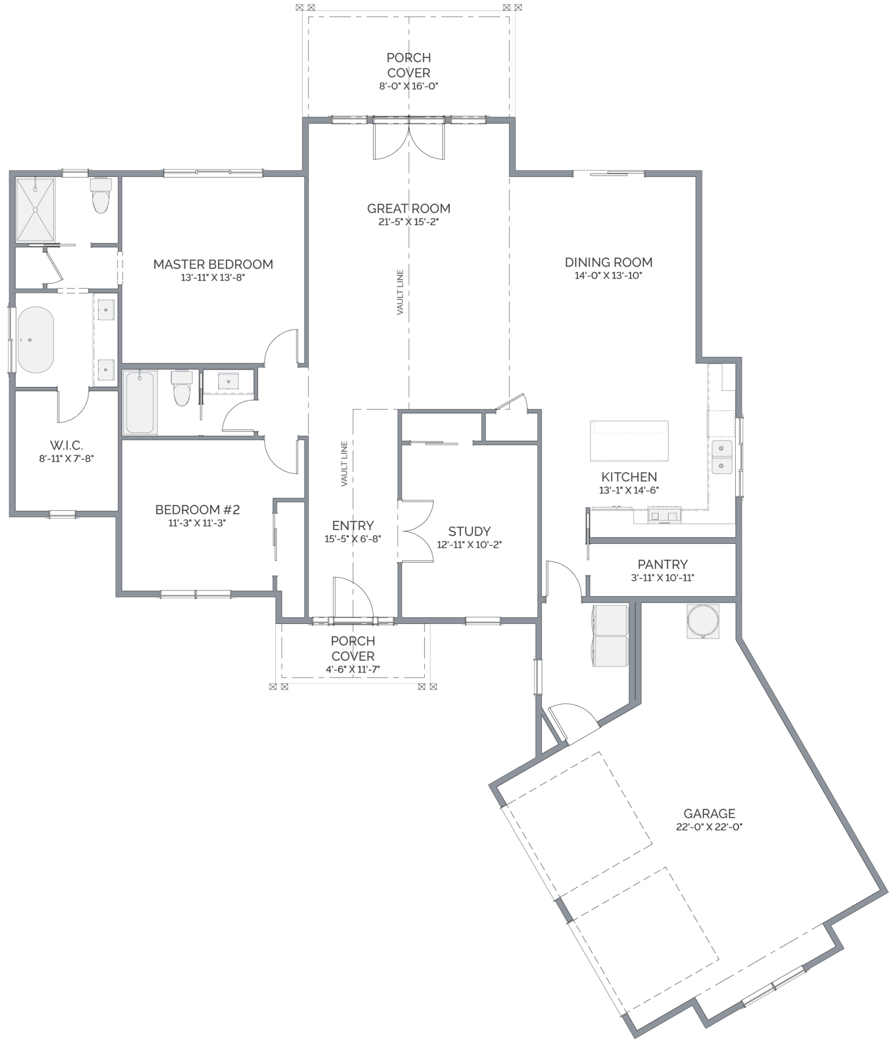 Modern single-story house floor plan layout