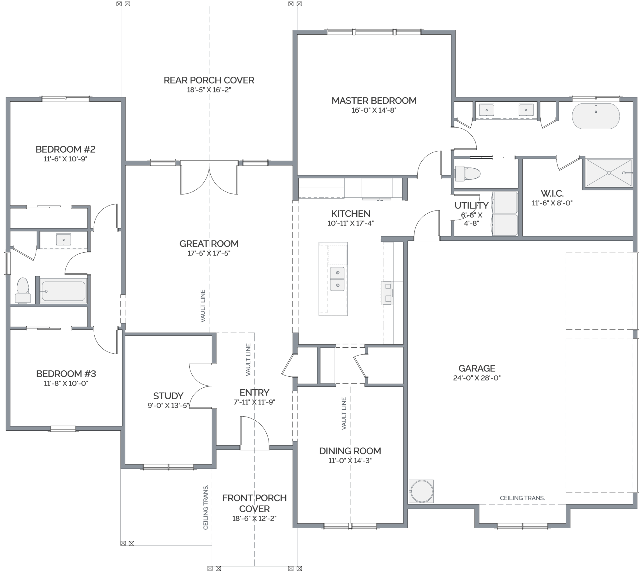 Single-story modern house floor plan layout