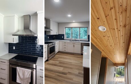 Inspire Homes Sweval Madrona Details Modern kitchen and wooden ceiling hallway design