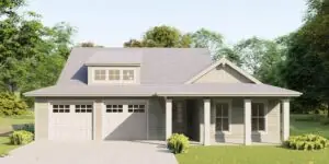 Modern suburban house with two-car garage exterior