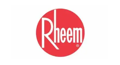 Rheem logo in a red circular design